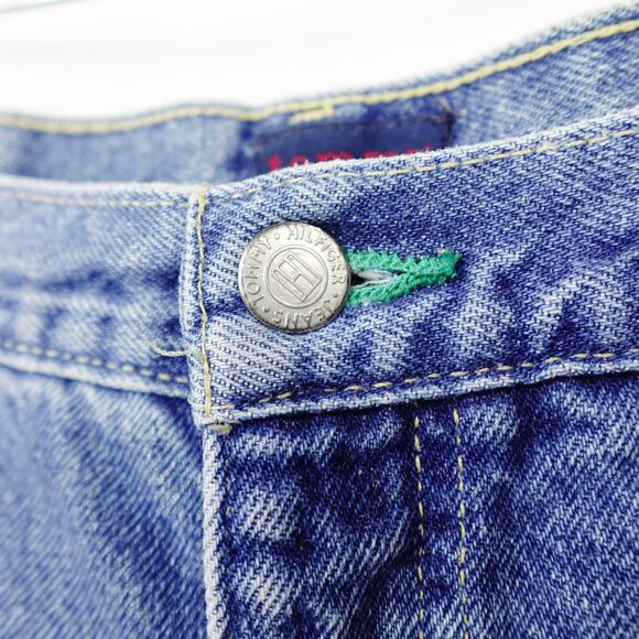 Vintage 90s Y2K Tommy Hilfiger Jeans Sz 15 32 Blue Denim High Rise Straight USA - Picture 4 of 13